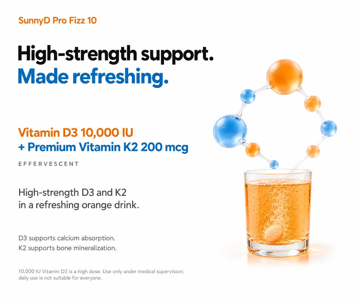 Vitamin D3 (10,000 IU) + K2 (200 mcg) – Effervescent