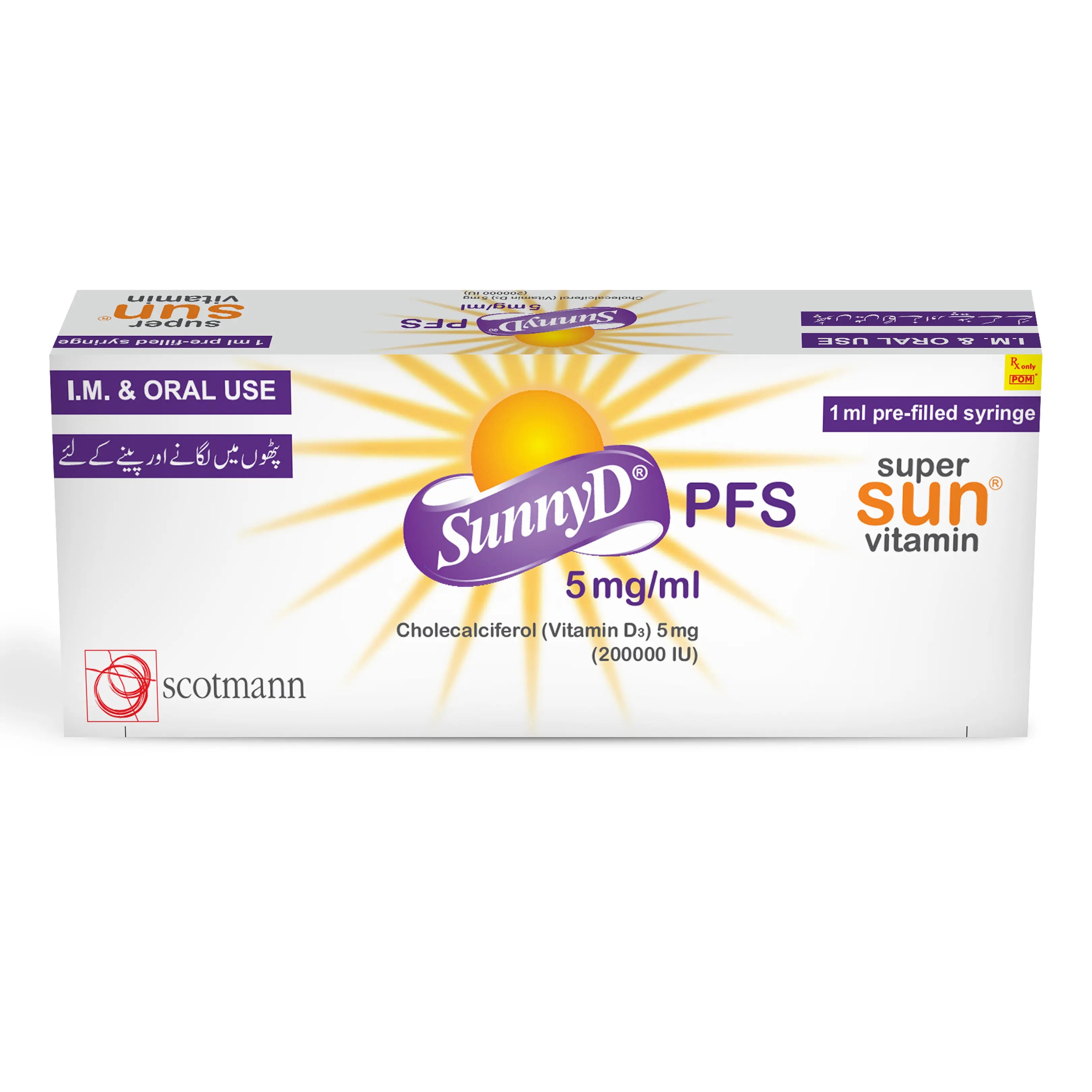 Scotmann's SunnyD PFS – Vitamin D3 5 mg/mL Pre-Filled Syringe