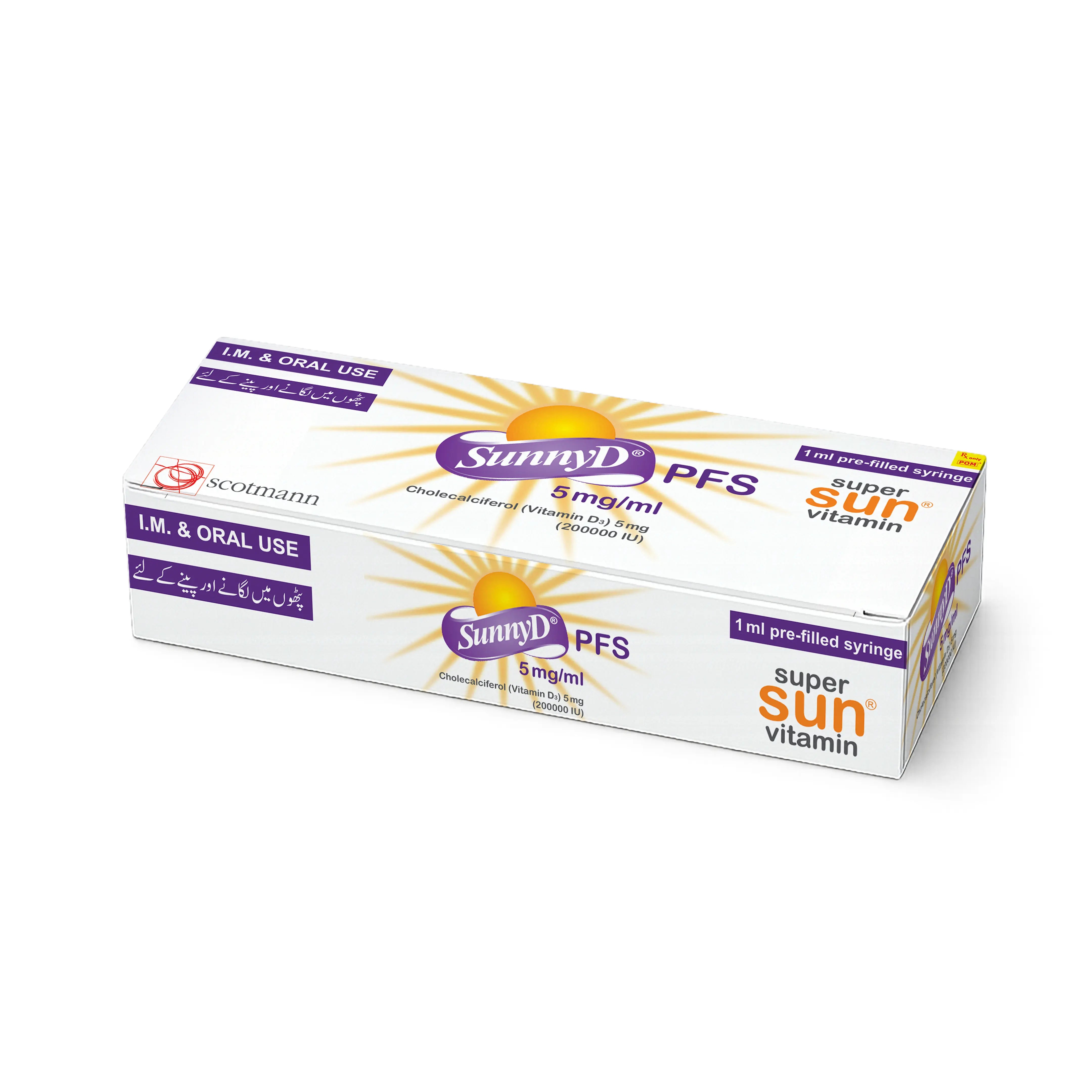 Scotmann's SunnyD PFS – Vitamin D3 5 mg/mL Pre-Filled Syringe
