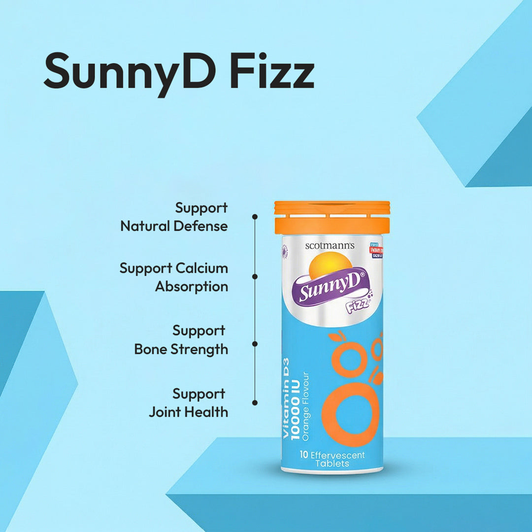 Scotmann’s SunnyD Fizz Vitamin D3 (10,000 IU) – 10 Effervescent Tablets