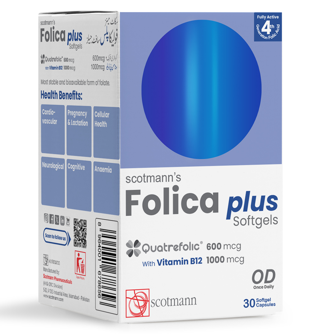 Scotmann’s Folica Plus Quatrefolic & Vitamin B12 - 30 Softgels