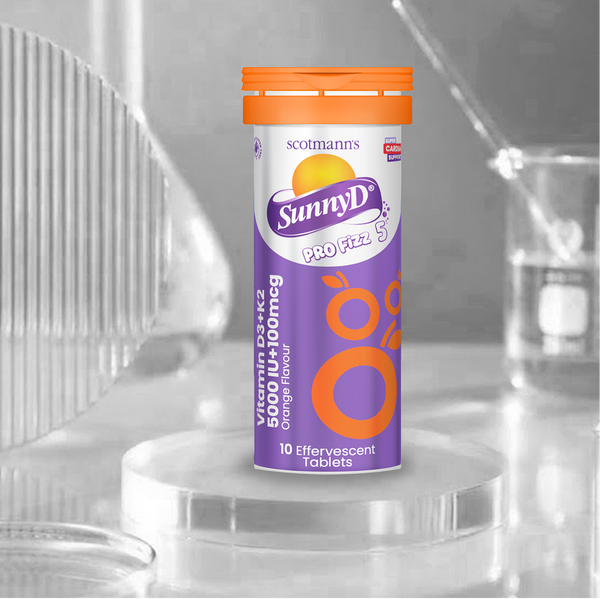 Scotmann’s SunnyD PRO Fizz 5 - Vitamin D3 (5,000 IU) + K2 (100 mcg)  – 10 Effervescent Tablets 