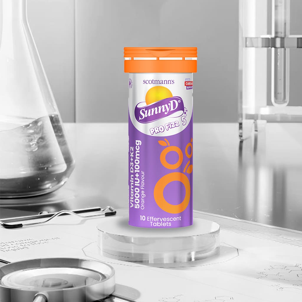 Scotmann's SunnyD PRO Fizz 5 - Vitamin D3 & K2 - 10 Effervescent Tablets