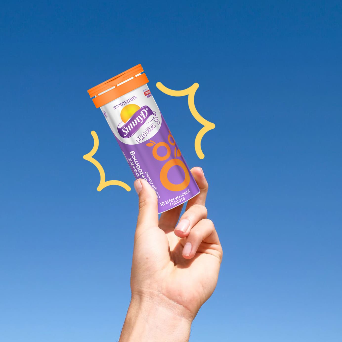 Scotmann's SunnyD PRO Fizz 5 - Vitamin D3 & K2 - 10 Effervescent Tablets