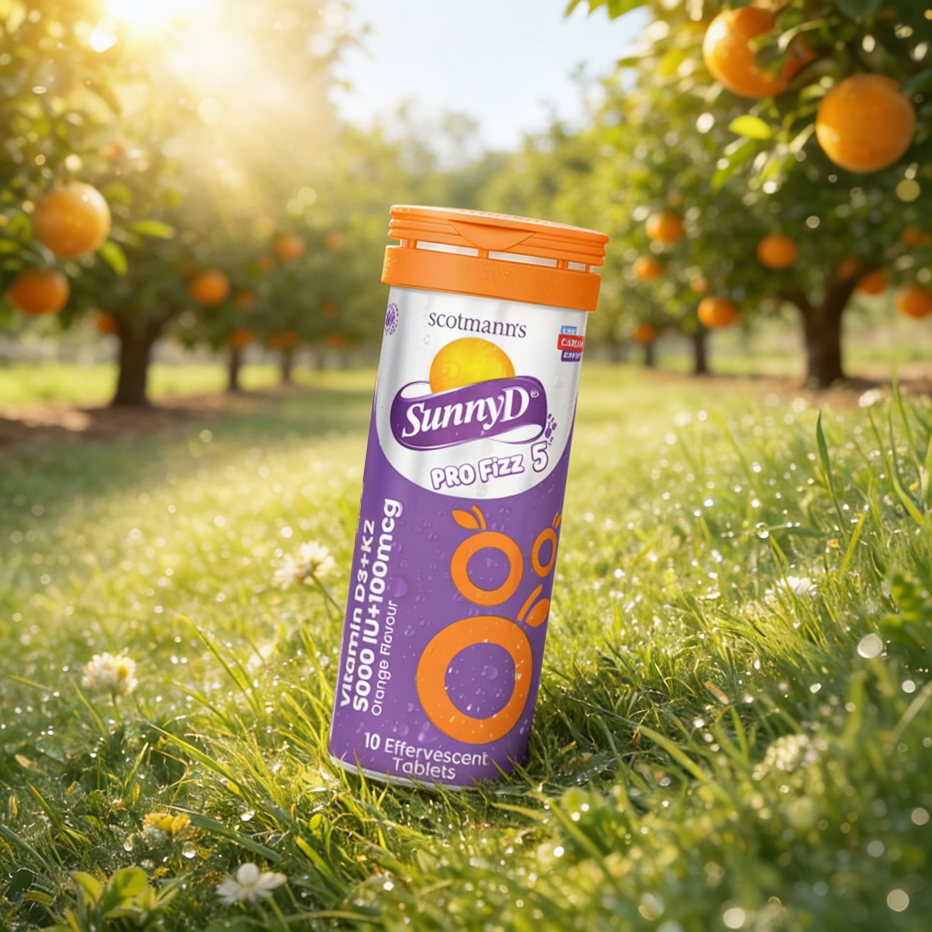 Scotmann's SunnyD PRO Fizz 5 - Vitamin D3 & K2 - 10 Effervescent Tablets