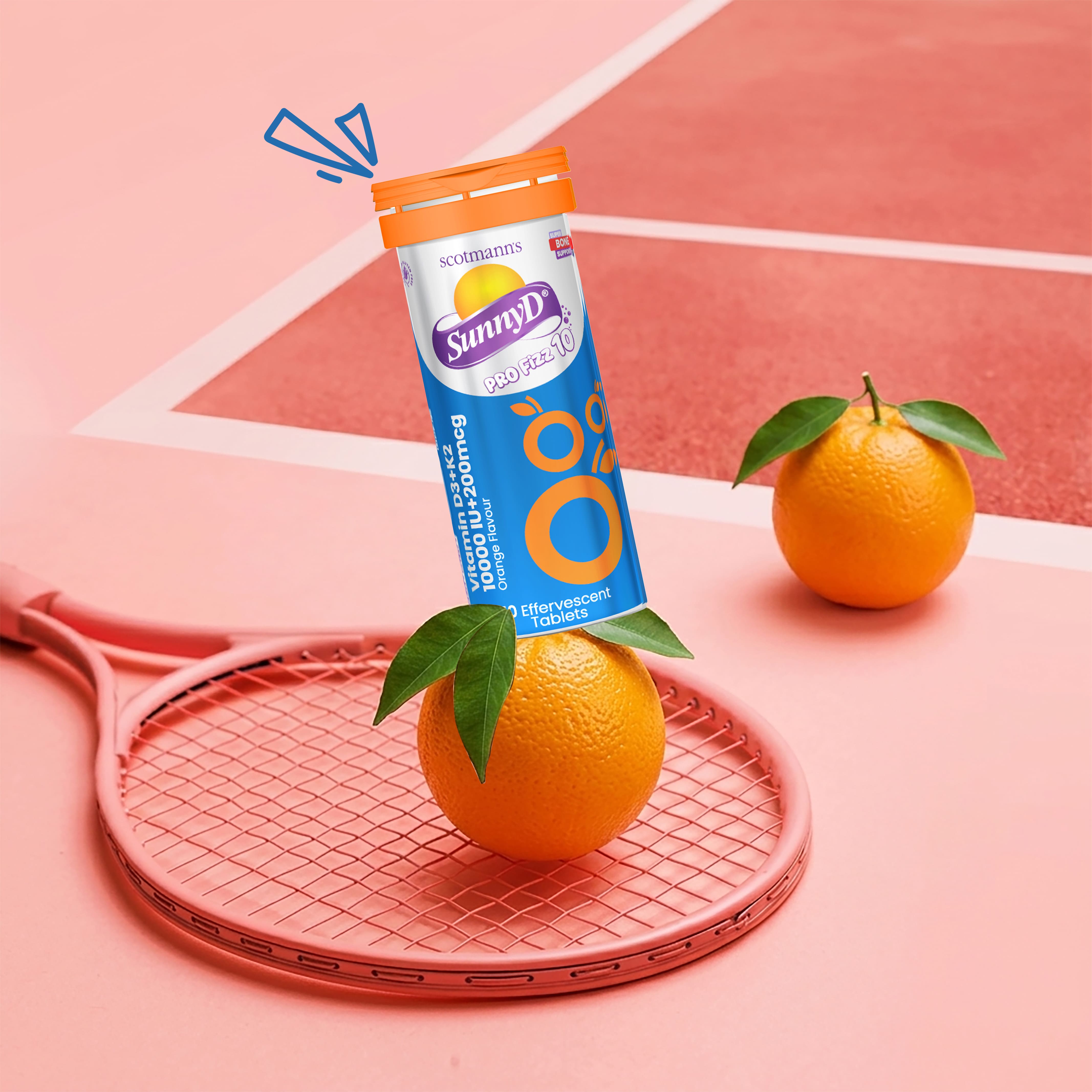 Scotmann's SunnyD PRO Fizz 10 - Vitamin D3 & K2 - 10 Effervescent Tablets