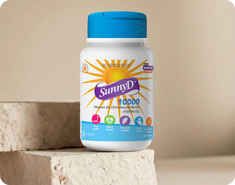 SunnyD Fizz effervescent vitamin D3 tablet dissolving in a glass of water