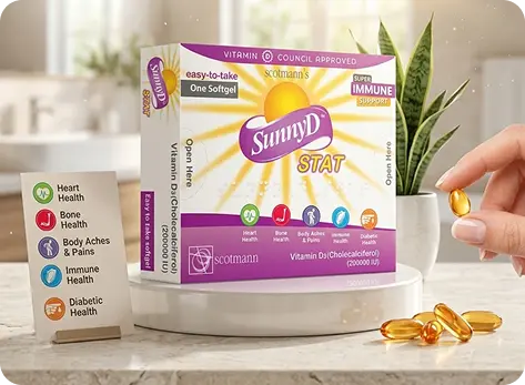 SunnyD STAT Vitamin D3 200000 IU capsule dosage taken with a meal