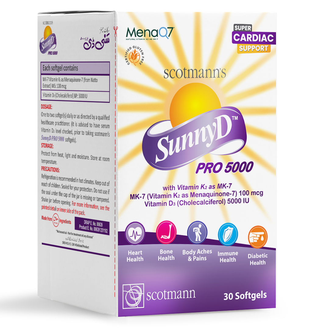Scotmann’s SunnyD PRO 5000 Vitamin D3 & K2- 30 Softgels