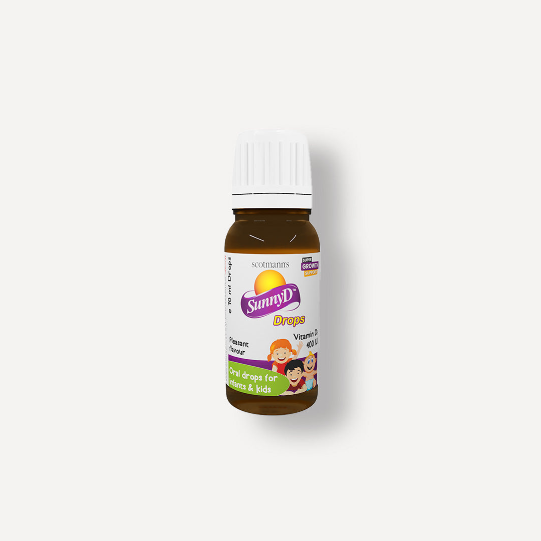 Scotmann's Sunny D Drops Vitamin D3 supplement bottle