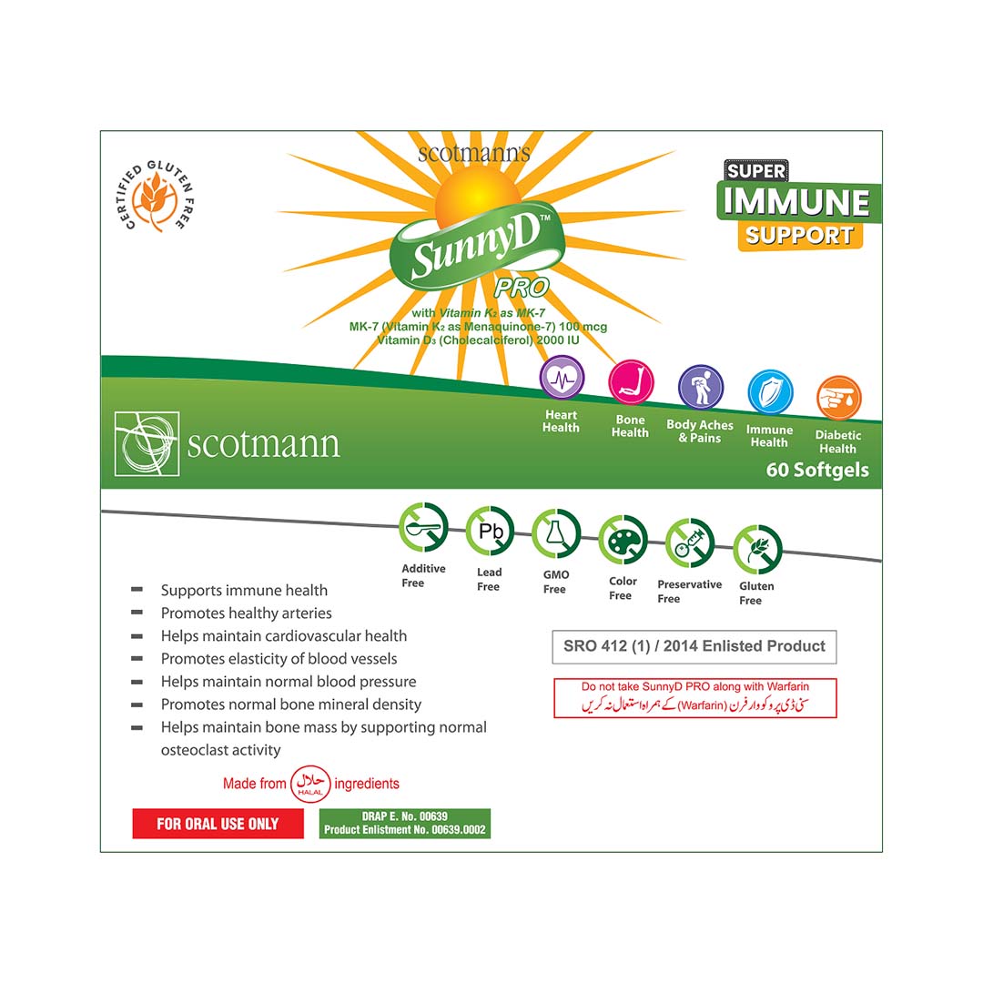 Scotmann’s SunnyD PRO Vitamin D3 & K2- 60 Softgels