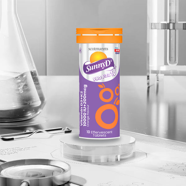 Scotmann’s SunnyD PRO Fizz - Vitamin D3 (10,000 IU) + K2 (200 mcg) - 10 Effervescent Tablets