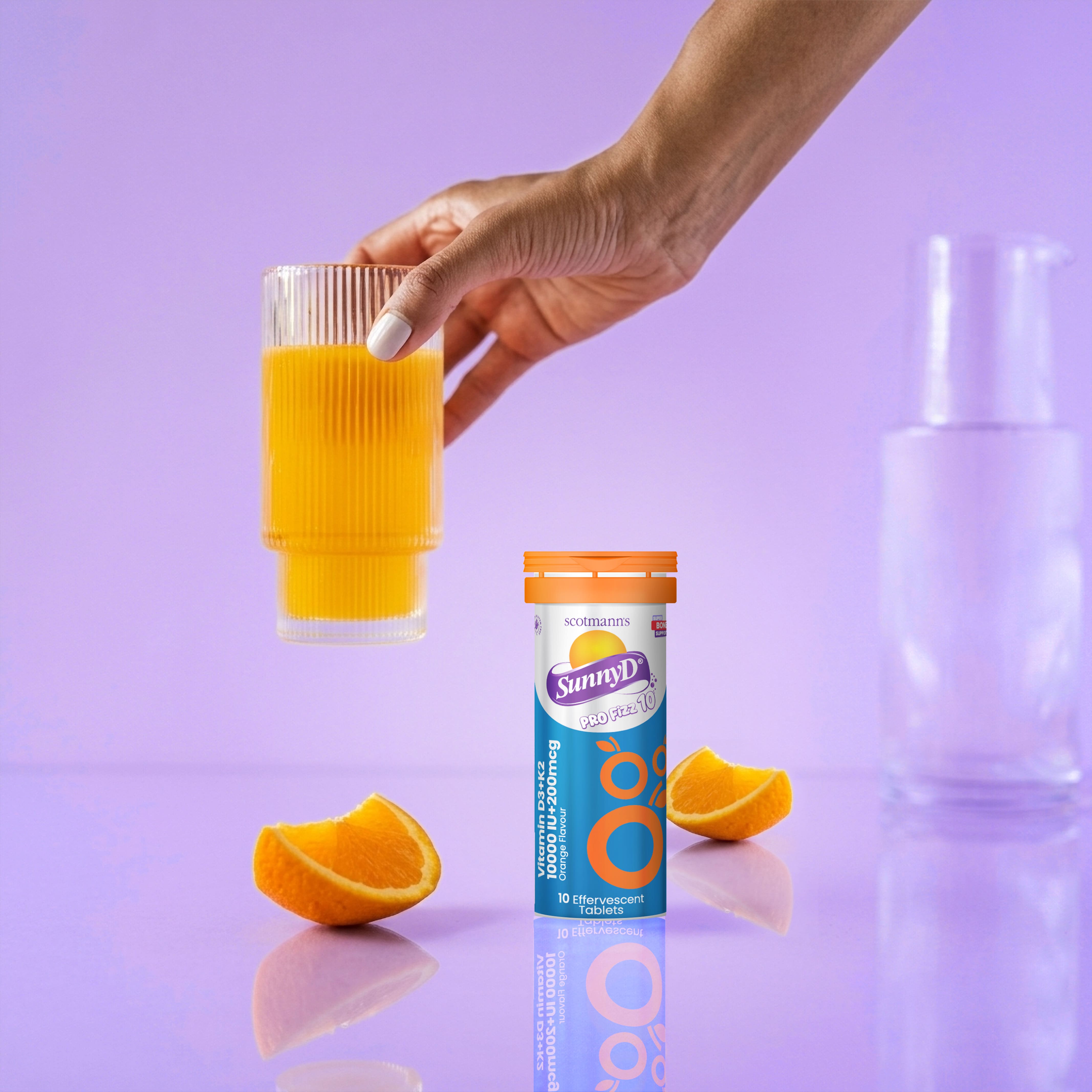 Scotmann's SunnyD PRO Fizz 10 - Vitamin D3 & K2 - 10 Effervescent Tablets