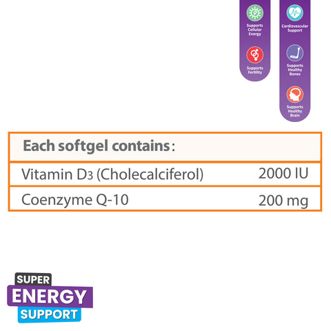 Scotmann’s SunnyD Plus Vitamin D3 & Coenzyme Q10 - 20 Softgels