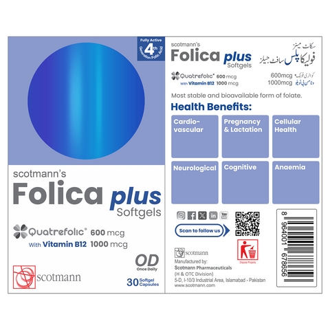 Scotmann’s Folica Plus Quatrefolic & Vitamin B12 - 30 Softgels