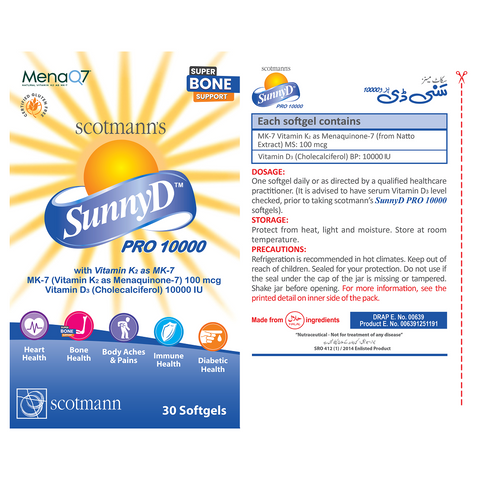Scotmann’s SunnyD PRO 10000 Vitamin D3 & K2- 30 Softgels