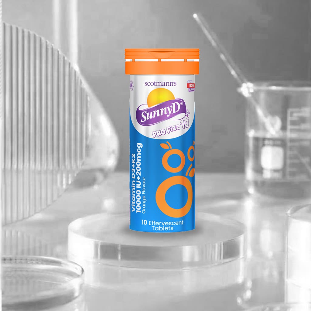Scotmann's SunnyD PRO Fizz 10 - Vitamin D3 & K2 - 10 Effervescent Tablets