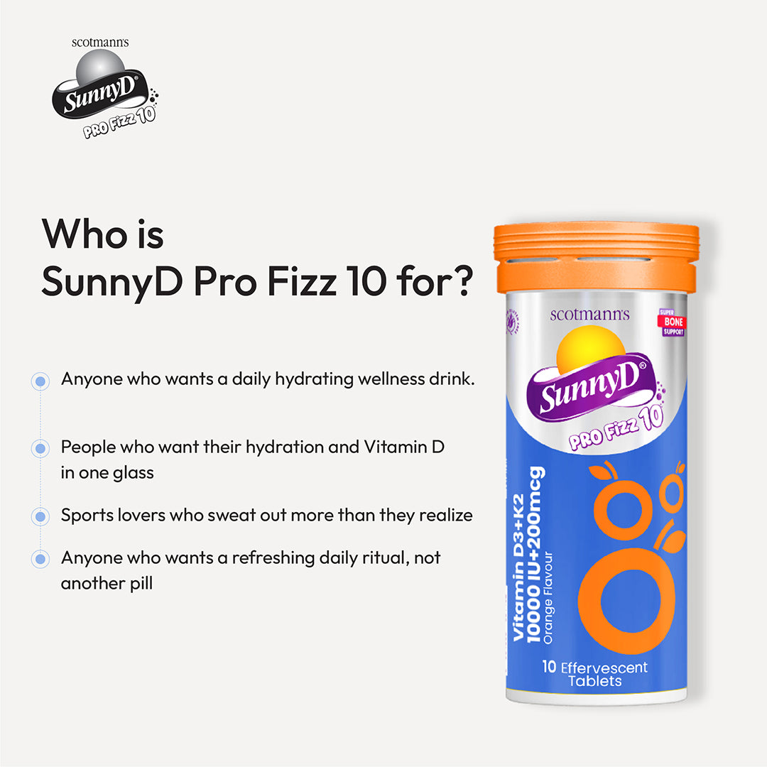 SunnyD Pro Fizz 10 infographic explaining who may benefit from Vitamin D3 supplementation